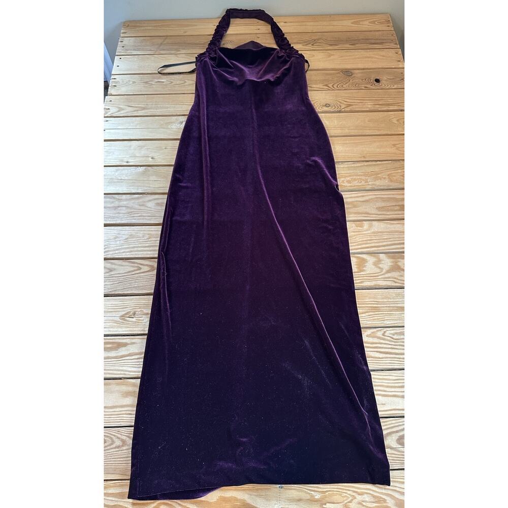 Vintage Niki Halter Top Velvet Dress Size Small Women’s Purple